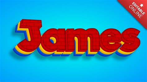 James | 3D текст красные кирпичи | Генератор текстовых эффектов