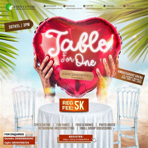Table for One - Love Unscripted!, Herbert MacAulay Rd, Lagos Mainland ...