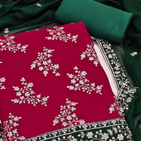 The Perfect Blend Of Grace Red Floral Sequins Embroidered Zomoto Art S