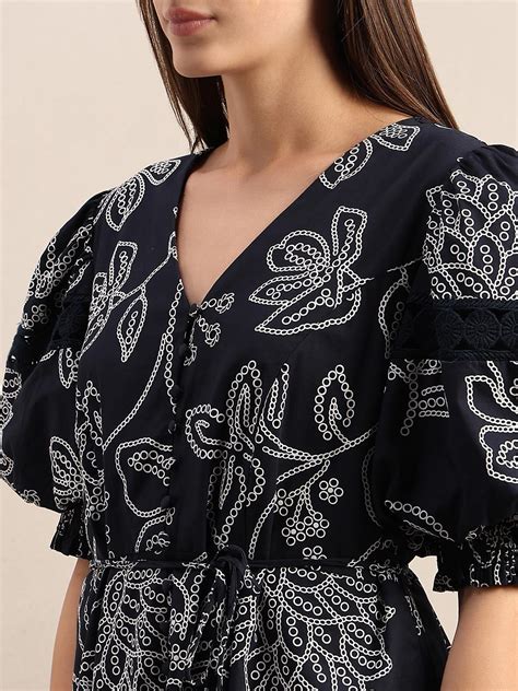 Navy Blue Printed Midi Dress - VERO MODA