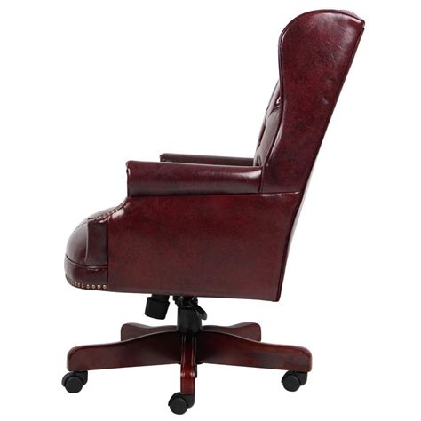 Buy BOSS Office Back Burgundy High Vinyl Wing Back Button Tufted ...