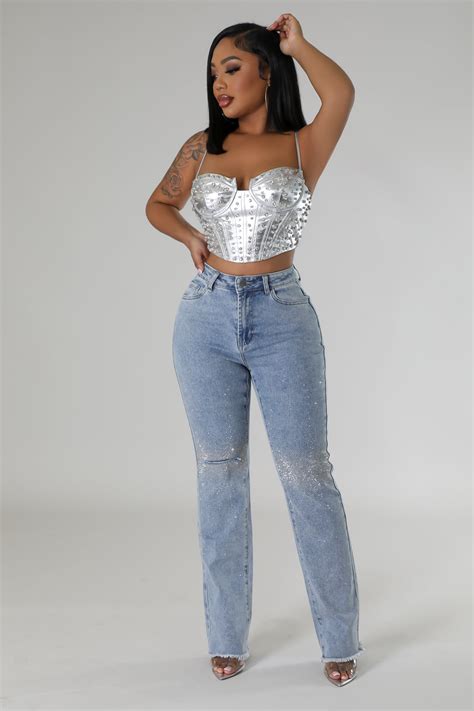 Embellished Wide Leg Fray Bottom Jeans - Eleanor – Wear Your Words