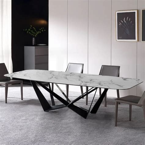 Modern Luxury 8 Seater Dining Table Rectangle With Marble Top