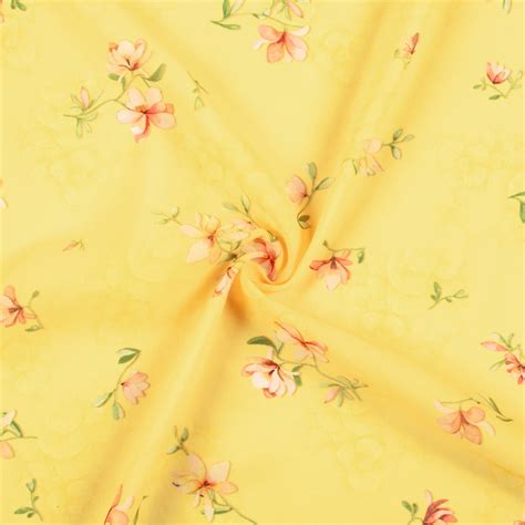 Mellow Yellow And White Floral Pattern Digital Print Georgette Fabric ...