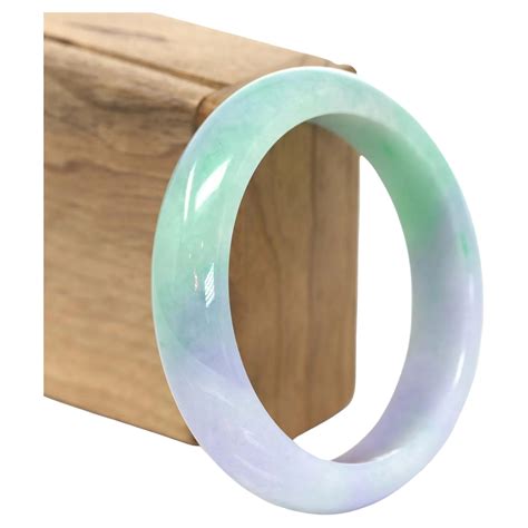 Genuine Burmese Lavender and Green Jadeite Jade Bangle Bracelet #207 For Sale at 1stDibs