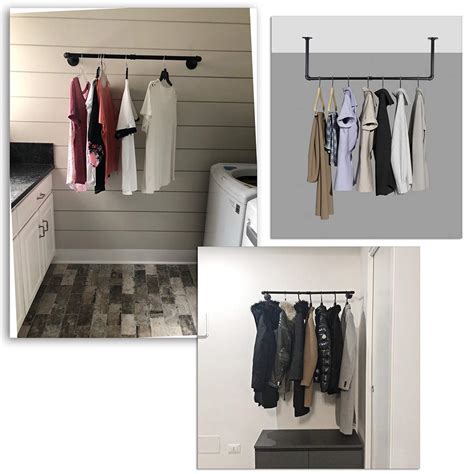 SUMNACON Industrial Clothes Hanging Bar, Wall Mounted Industrial Pipe ...