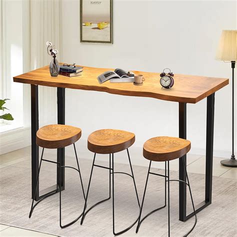 Amazon.com: Bar Height Table, Solid Wood Bar Bistro Counter Pub Table ...