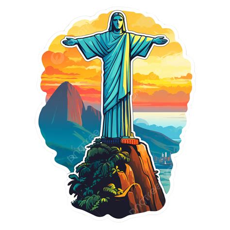 Beautiful Christ The Redeemer Brazil Sticker, Sticker Clipart, Brazil ...