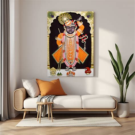 Shrinath Ji Orange Pichwai Canvas Wall Art – CIPHER SPACES