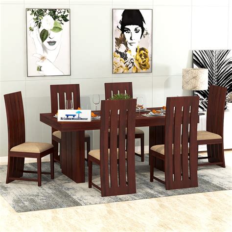 Buy Wood Dining Table 6 Seater with Chair | Six Seater Dining Table ...