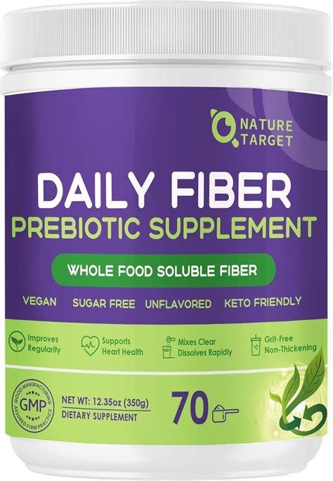 Amazon.com: NATURE TARGET Daily Fiber Supplement - Soluble Prebiotic Fiber Powder for Gut Health ...