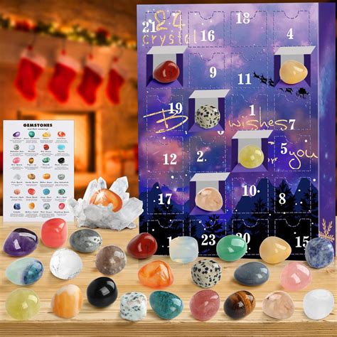 Calendrier de l'Avent 2024 Enfant Pierre Précieuse et Fossile pour Filles Garçons Cadeau de Noël ...