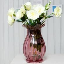 创意竖纹花瓶欧式复古彩色玻璃花瓶家居装饰条纹玻璃插摆件-阿里巴巴