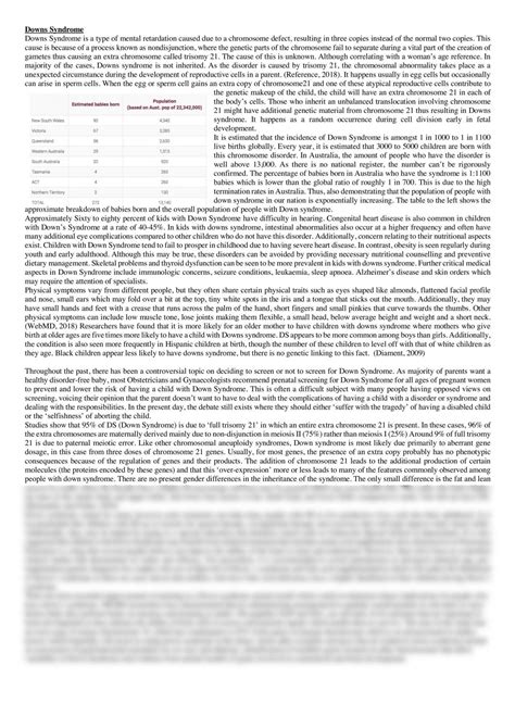 Down Syndrome | Biology - Year 12 QCE | Thinkswap