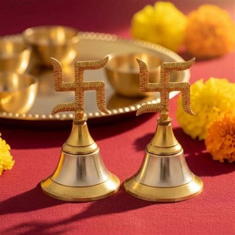 Ascension Metal Puja Bell with Auspicious Swastik Symbol Traditional ...