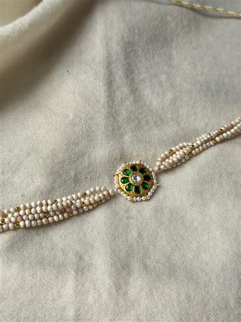 Bridal Kundan Emerald Choker | Gold-Plated Silver - Gulmohar Choker