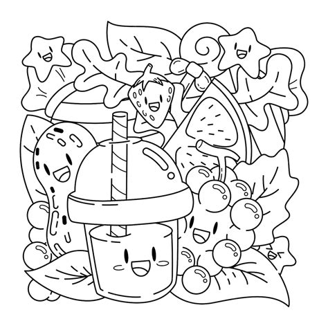 Drink coloring page kawaii illustration | Premium Vector