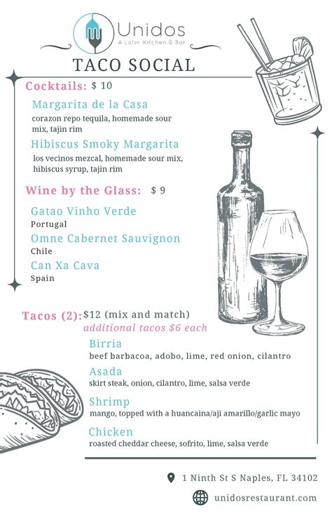 Menu | Unidos Restaurant & Bar | Naples
