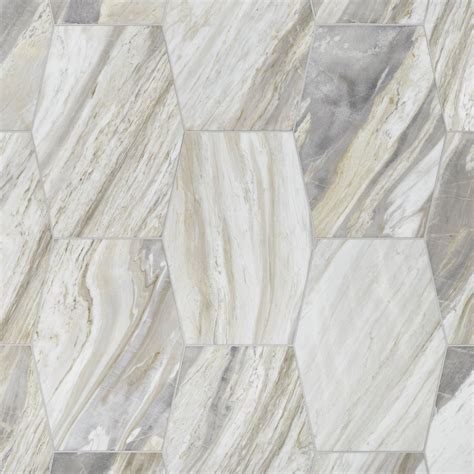 Sienna Azul Polished White Marble Hexagon Tile | Floor and Decor