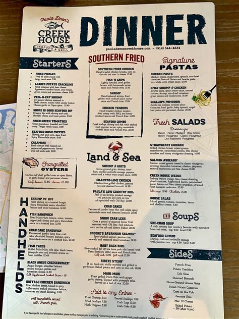 Menu at Paula Deen's Creek House Seafood & Grill - CLOSED restaurant ...