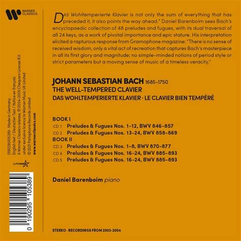 Daniel Barenboim - J.S. Bach: The Well-Tempered Clavier Book 1 & Book 2 ...