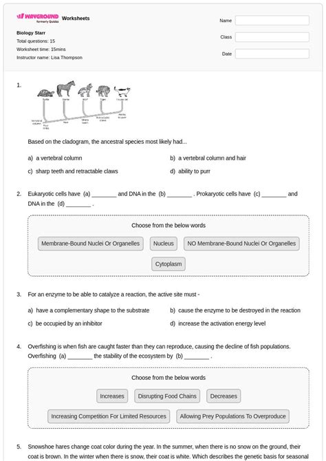 50+ Biology worksheets for Class 10 on Wayground | Free & Printable