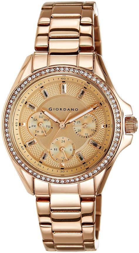 Giordano Women's Rose Gold Dial Rose Gold Metal Strap Multifunction ...