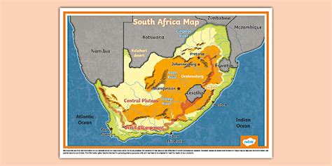 KS2 South Africa Map - Geography - Twinkl