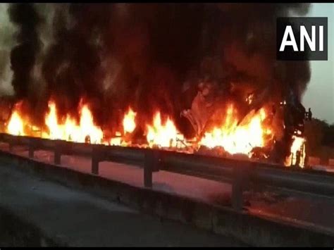Rajasthan: 4 killed as trucks caught fire after collision at NH 8 in Ajmer