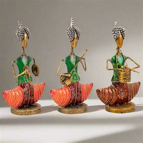 Multicolored Iron Musician Set of 3 For Table Decor | Jodhpur ...