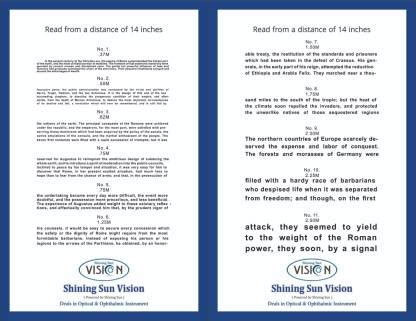 Shining sun Vision Eye Chart Near Vision Reading Test Plastic Quoted ...