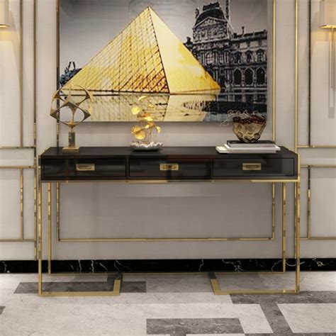 Jocise Black Narrow Console Table with Drawers Rectangle Entryway Tabl ...