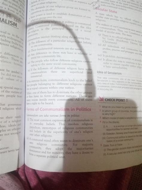 Mention any three forms in which communalism is expressed in politics ...