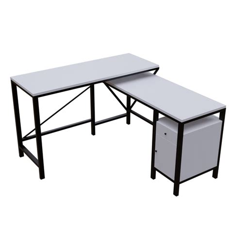 Maru l shaped Executive Desk with storage Design in white finish I ...