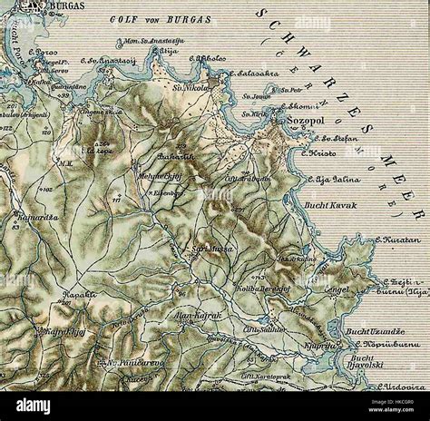 A map illustrating the geographical features of Sozopol, a town on the Black Sea coast of ... - map of the black sea coast