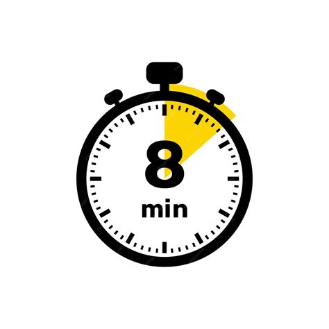 Premium Vector | 8 minutes analog clock icon white background design