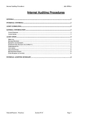 Internal Auditing Procedures - Pioneers - Telecompioneers - Fill and ...