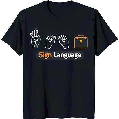 Black T-Shirt with White Sign Language 'I Love You' Hand Gestures ...