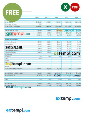 Image result for Projected Income Statement Excel Format Template