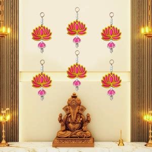 GIFT JAIPUR Pink Lotus Wall Hanging Jhumka Latkan Diwali Home Temple ...