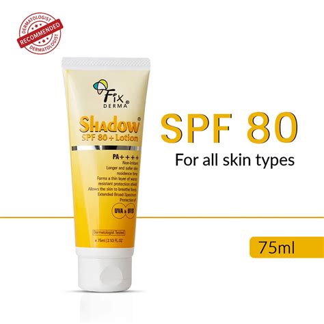 0.5% Vitamin E, Shadow Sunscreen Lotion SPF 80+ – Fixderma Skincare