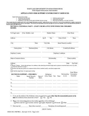 2013 Form MD DHR/CSEA 980/980A - Blank Fillable Template | Fill Out ...