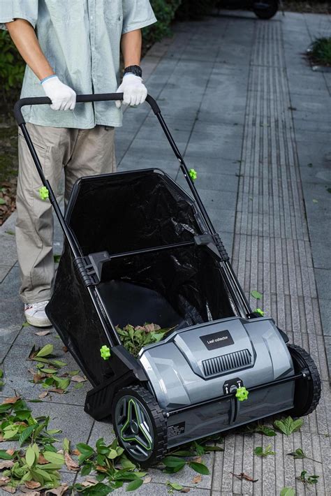 21inch Hand Tool Power Leaf and Lawn Collector Push Sweeper Leaf ...