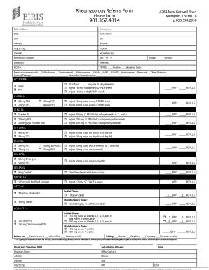 Fillable Online Rheumatology Referral Form Please fax to 901.36 Fax ...