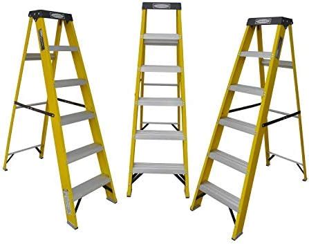 LADDERMAN 3-Step Trade FRP Self Supported Folding Type Electrical Shock ...