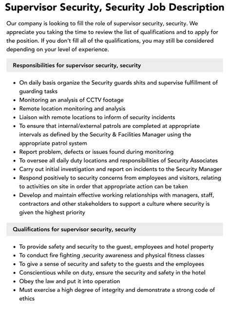 Image result for Security Supervisor