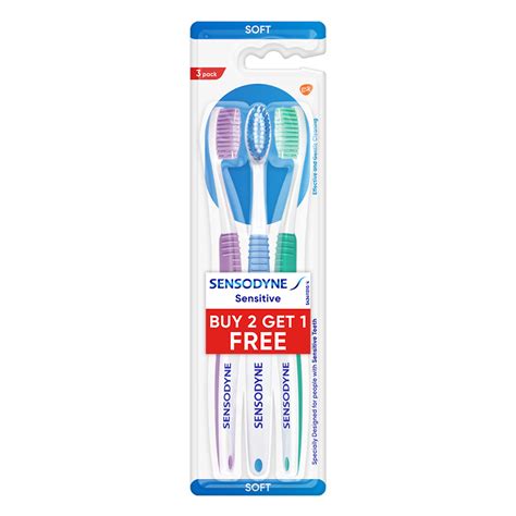 Buy Sensodyne Sensitive Soft Toothbrush, 3 Count (Buy 2 Get 1 Free ...