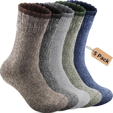 Amazon.com: Annsuki 5 Pack Merino Wool Socks - Men's Winter Warm ...