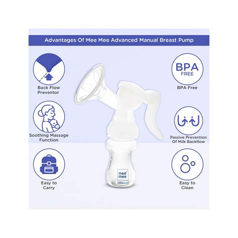 Mee Mee Advanced Manual Breast Pump with 180˚ Rotation Handle - (White ...