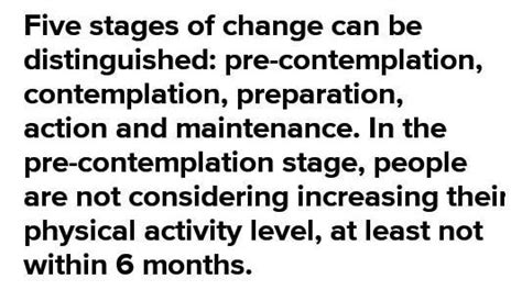 explain in detail about the behaviour change stages for physical ...